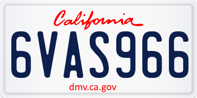 CA license plate 6VAS966