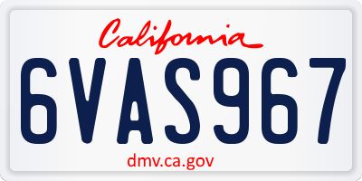 CA license plate 6VAS967