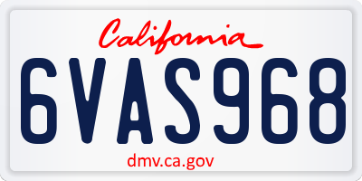 CA license plate 6VAS968