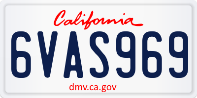 CA license plate 6VAS969
