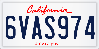 CA license plate 6VAS974