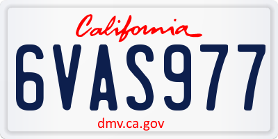 CA license plate 6VAS977