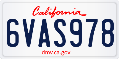 CA license plate 6VAS978