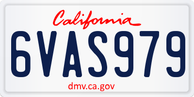 CA license plate 6VAS979