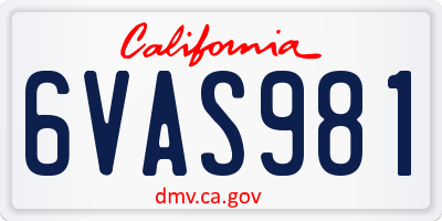 CA license plate 6VAS981
