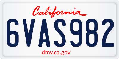 CA license plate 6VAS982