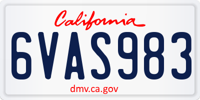 CA license plate 6VAS983