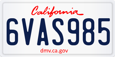 CA license plate 6VAS985