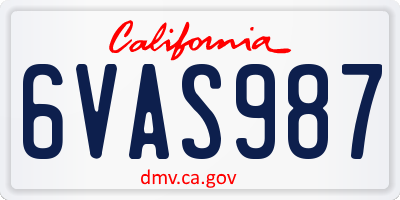 CA license plate 6VAS987