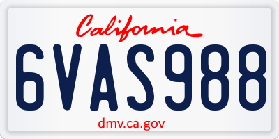 CA license plate 6VAS988