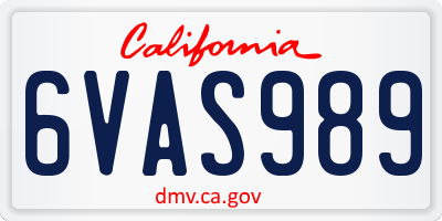 CA license plate 6VAS989