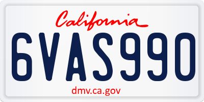 CA license plate 6VAS990