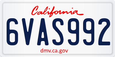 CA license plate 6VAS992