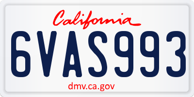 CA license plate 6VAS993