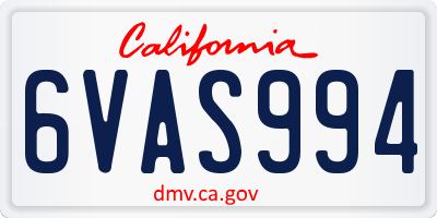 CA license plate 6VAS994