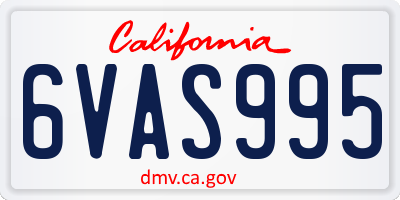 CA license plate 6VAS995
