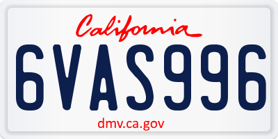 CA license plate 6VAS996