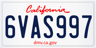 CA license plate 6VAS997