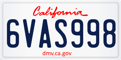 CA license plate 6VAS998