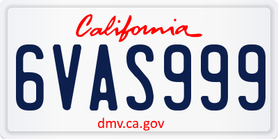 CA license plate 6VAS999