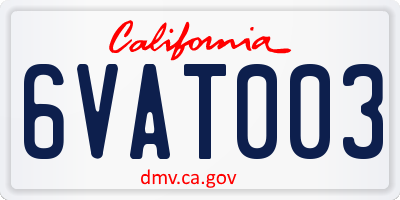 CA license plate 6VAT003