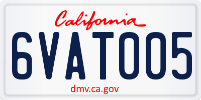 CA license plate 6VAT005