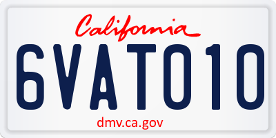 CA license plate 6VAT010