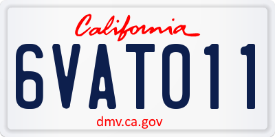 CA license plate 6VAT011