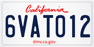 CA license plate 6VAT012