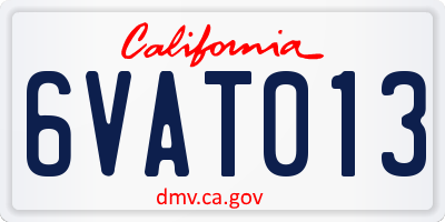CA license plate 6VAT013