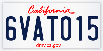 CA license plate 6VAT015