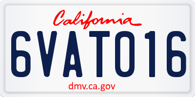 CA license plate 6VAT016