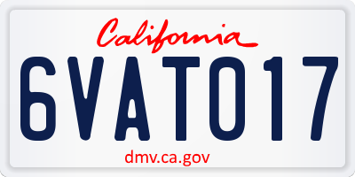 CA license plate 6VAT017