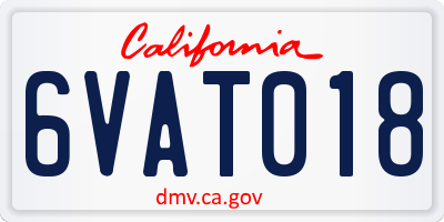 CA license plate 6VAT018