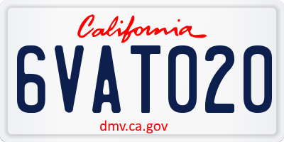 CA license plate 6VAT020