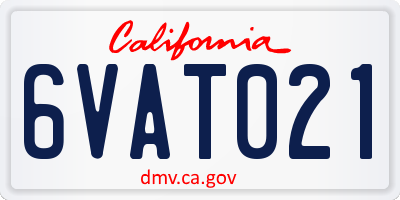 CA license plate 6VAT021