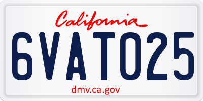 CA license plate 6VAT025
