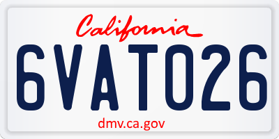 CA license plate 6VAT026