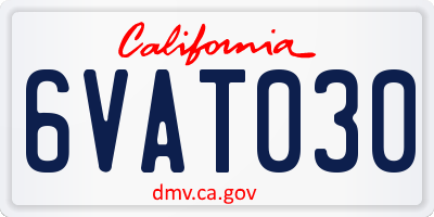 CA license plate 6VAT030