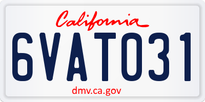 CA license plate 6VAT031