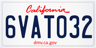 CA license plate 6VAT032