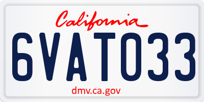 CA license plate 6VAT033
