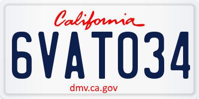 CA license plate 6VAT034
