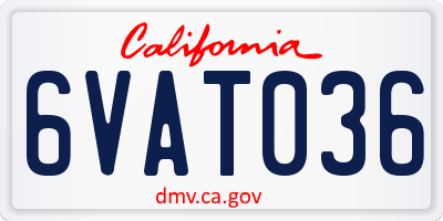 CA license plate 6VAT036