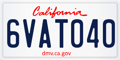 CA license plate 6VAT040