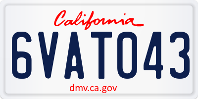 CA license plate 6VAT043