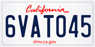 CA license plate 6VAT045