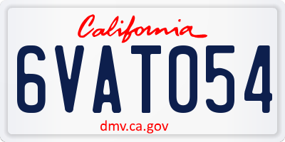CA license plate 6VAT054