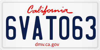 CA license plate 6VAT063