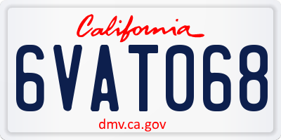 CA license plate 6VAT068